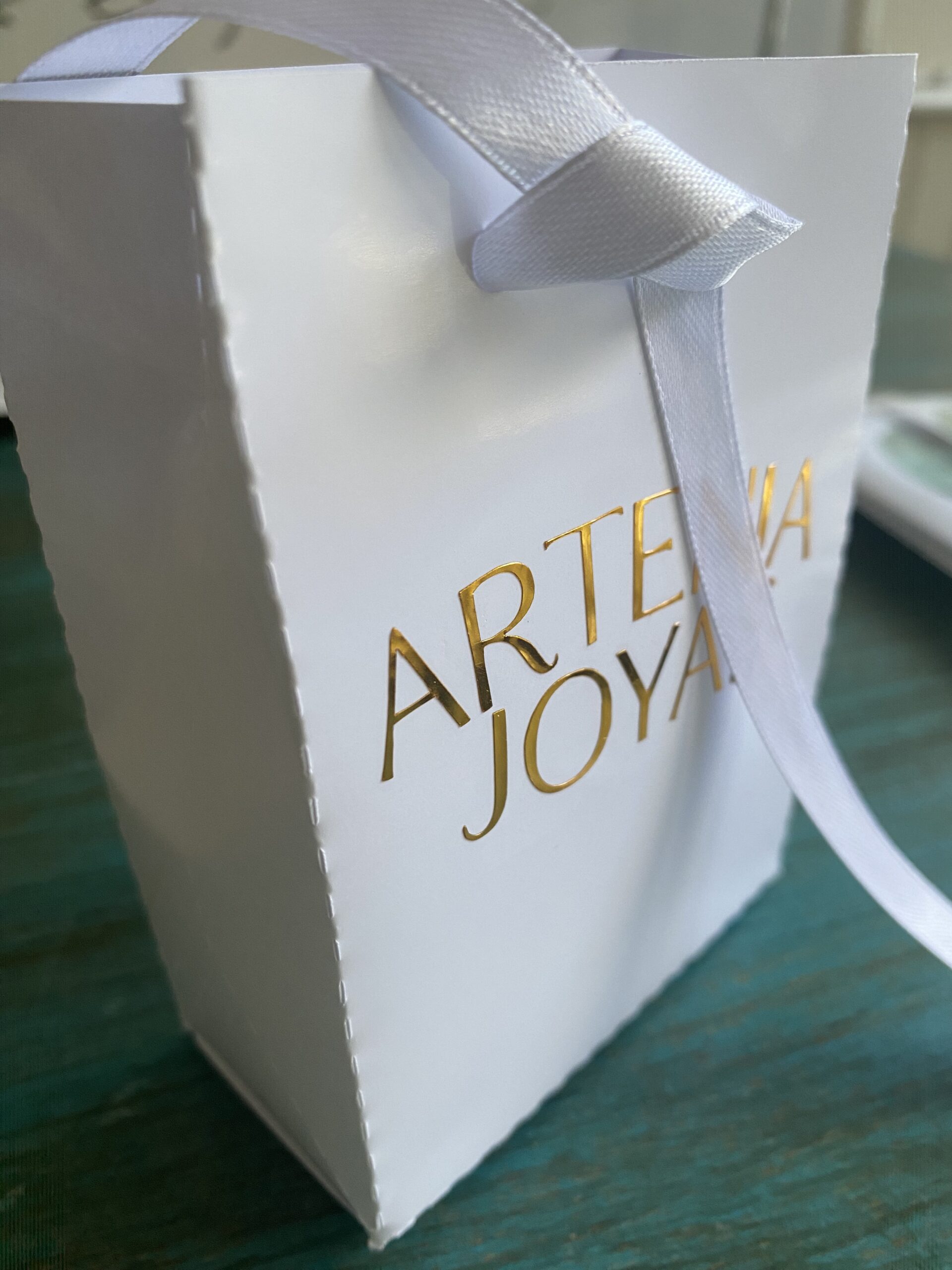 Bolsa blanca personalizada con foil